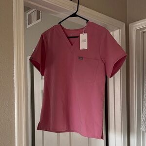 Chalk pink figs scrubs top